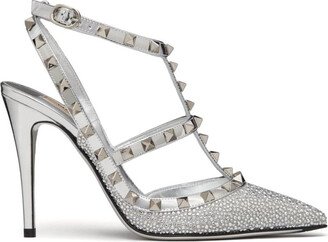 Rockstud leather slingback pumps