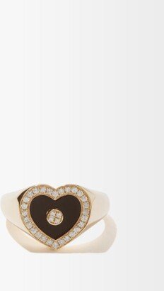 Heart Love Diamond, Onyx & 14kt Gold Ring