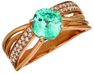 14K Strawberry Gold 2.20 Ct. Tw. Diamond & Blue Zircon Ring