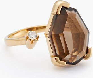 Gold-plated, quartz and Siamite ring