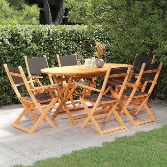 7 Piece Patio Dining Set Black Eucalyptus Wood&Textilene - 63