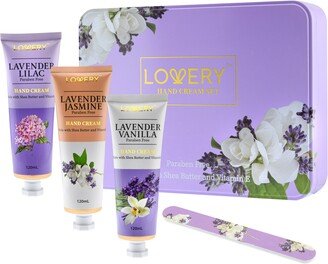 Lovery Lavender Hand Lotion Set - Pack of 3 Luxury Hand Creams - Bonus Nail File