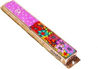 Colorful & Unique Metal Polymer Clay Mezuzah Case, Judaica Gift, Jewish Wedding Bat Mitzvah Gift