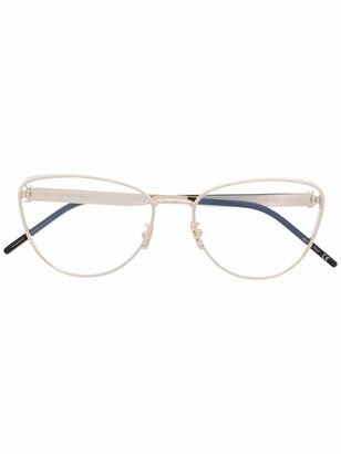 Polished-Effect Round-Frame Glasses