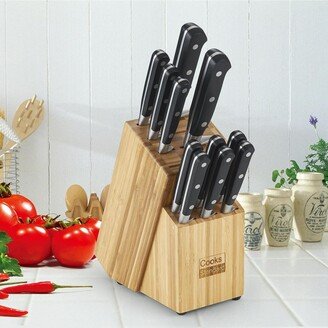 Kitchen Knife Set with Block 12-Piece, Stainless Steel Forge High Carbon German Blade with Expandable Bamboo Storage Block for Extra Sl