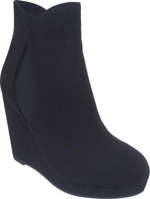 Tadich Womens Ankle Faux Suede Wedge Boots