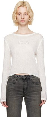 GUESS USA White Crystal Long Sleeve T-Shirt