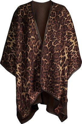 Reversible Leather-Trimmed Cashmere Cape