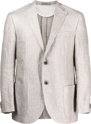 Textured-Finish Linen-Cotton Blazer