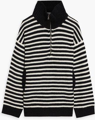 Bowee striped wool and cashmere-blend half-zip sweater