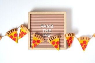 Pepperoni Pizza Slice Banner With Pom Poms