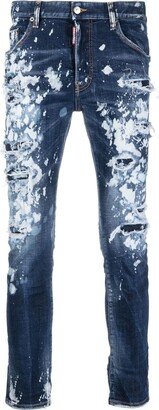 Paint Splattered Distressed Jeans-AA