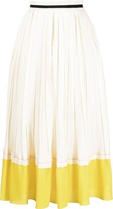 Pleated Satin Midi Skirt-AA