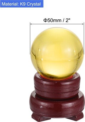 Unique Bargains 1Set 50mm/2 K9 Crystal Ball Decorative Ball with Box and Wooden Stand