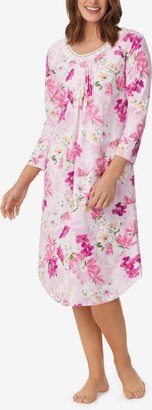 Women's 3/4 Sleeve Long Nightgown - Pink, White Multi