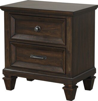 EDWINRAYLLC 28 Grey Solid Wood Nightstand Accent Table Bedside Table with 2 Drawers and Metal Handle Sofa Table Side Table