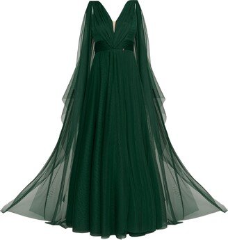 Angelika Jozefczyk Terracotta Tulle Evening Gown Emerald Green