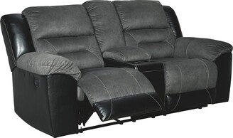 Earhart Faux Leather Manual Double Reclining Loveseat with Storage Console