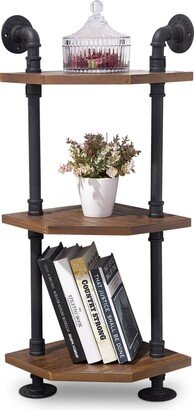 Ivinta Industrial Wall Mount Pipe Shelves 3/4/5-Tier Solid Wood Corner Shelf