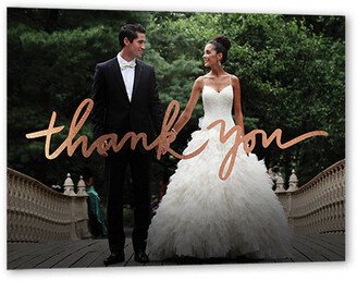 Wedding Thank You Cards: Extended Thanks Thank You Card, Rose Gold Foil, White, 5X7, Luxe Double-Thick Cardstock, Square