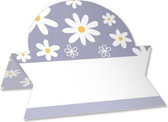 Big Dot of Happiness Purple Daisy Flowers - Floral Party Tent Buffet Card - Table Setting Name Place Cards - Set of 24