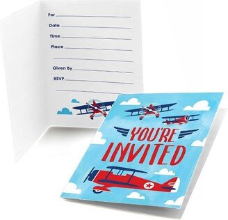Big Dot of Happiness Taking Flight - Airplane - Fill In Vintage Plane Baby Shower or Birthday Party Invitations (8 count)