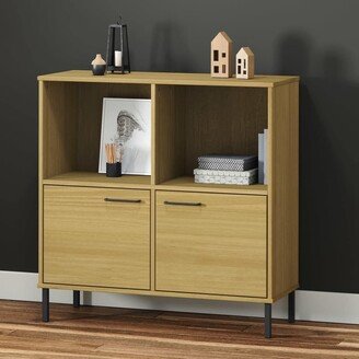 Bookshelf Book Cabinet with Metal Legs Storage Cabinet OSLO Solid Wood - 35.4