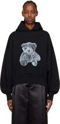 Black New Teddy Back Hoodie