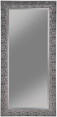 Rectangular Beveled Accent Floor Mirror with Glitter Mosaic Pattern - Gray - 66 H x 32 W x 0.5 L