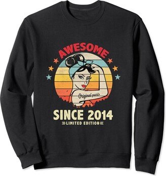 LUCKYSTAR EXPRESS 10th Birthday Women Men Awesome Since 2014 10 Year Old Sweatshirt