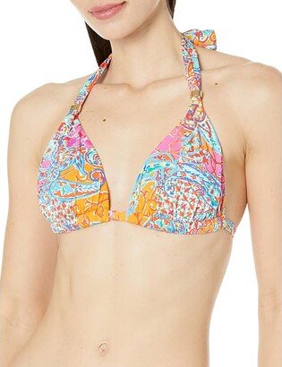 Amara Patchwork Molded Cup Halter Top (Multi) Women's Swimwear