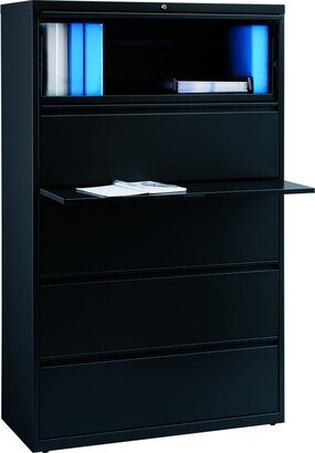 Hirsh 8000 Series 42 Wide 5-Drawer Lateral File Cabinet, Black