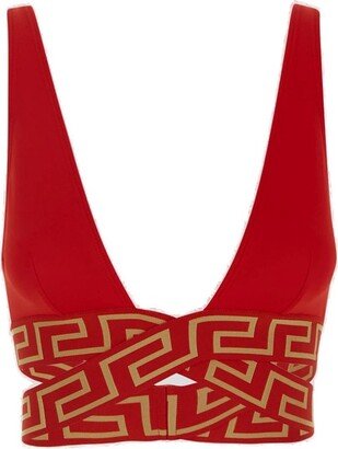 Greca-Detailed Stretched Bikini Top