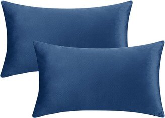 Unique Bargains Velvet Modern Solid Couch Sofa Home Decorative Pillow Covers Royal Blue 2 Pcs