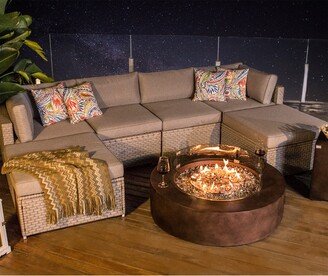 8-Piece Outdoor Furniture Sofa With Fire Table,Tank Outside