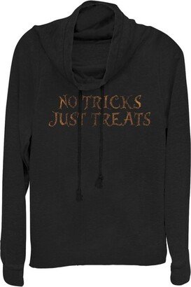 CHIN UP Apparel Juniors Womens CHIN UP Halloween Just Treats Cowl Neck Sweatshirt - Black - Large