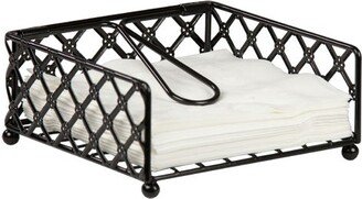 Lattice Collection Flat Napkin Holder with Weighted Pivoting Arm, Black