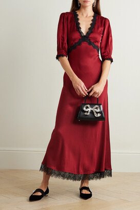 Gabrielle Open-back Lace-trimmed Satin Maxi Dress - Burgundy