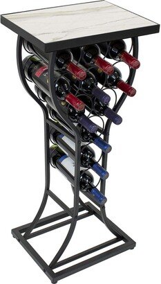 Metal with Marble Finish Top Wine Storage Organizer Display Rack Table