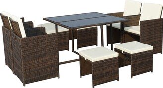 Royal Craft Cannes 8 Seater Brown Cube Set Brown/Cream