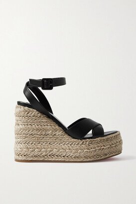 Mariza Zeppa 130 Leather-trimmed Espadrille Wedge Sandals - Black-AA