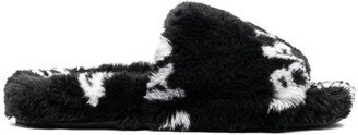 Faux Fur Logo Slippers