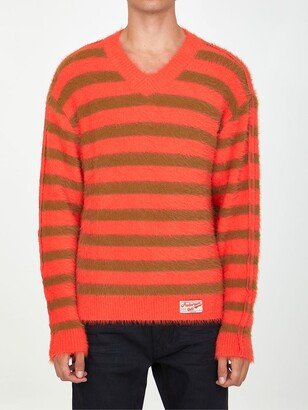 Orange and beige striped jumper