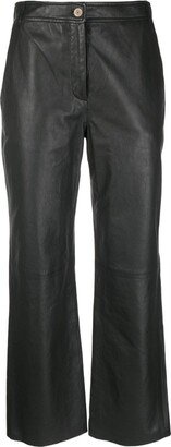 High-Waisted Leather Trousers-AO