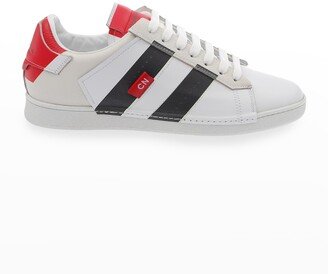 Men's Striped Leather Low-Top Sneakers