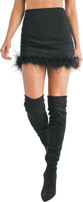 Faux Feather Trim Miniskirt