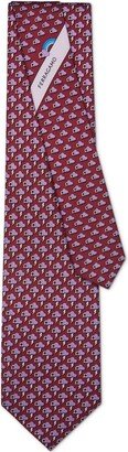 Thunderbolt-print silk tie