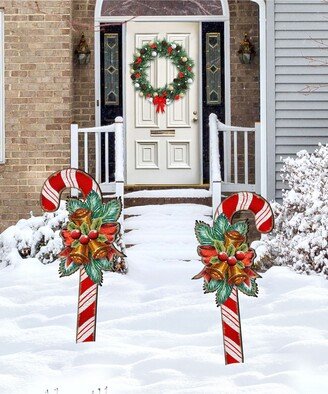 Christmas Candy Cane Yard Lawn Holiday Wooden Free Standing Outdoor Decoration