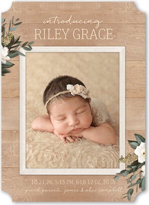 Birth Announcements: Framed Rustic Birth Announcement, Beige, 5X7, Matte, Signature Smooth Cardstock, Ticket