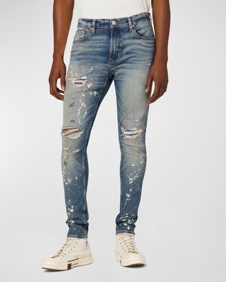 Men's Zack Distressed Splatter Skinny Jeans-AA